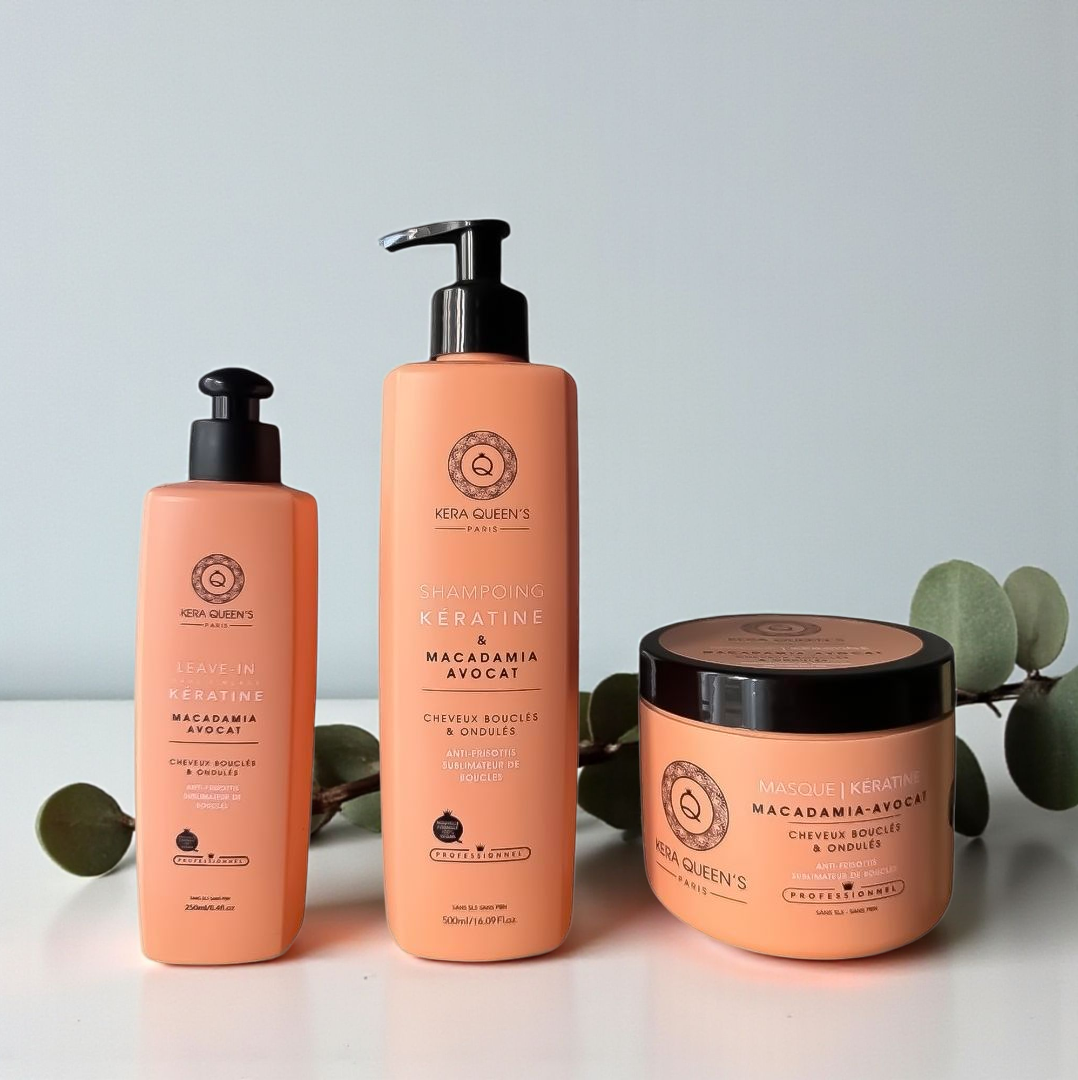 Kera Queen’s – Routine Kératine, Macadamia & Avocat (Shampooing, Masque & Leave-in)