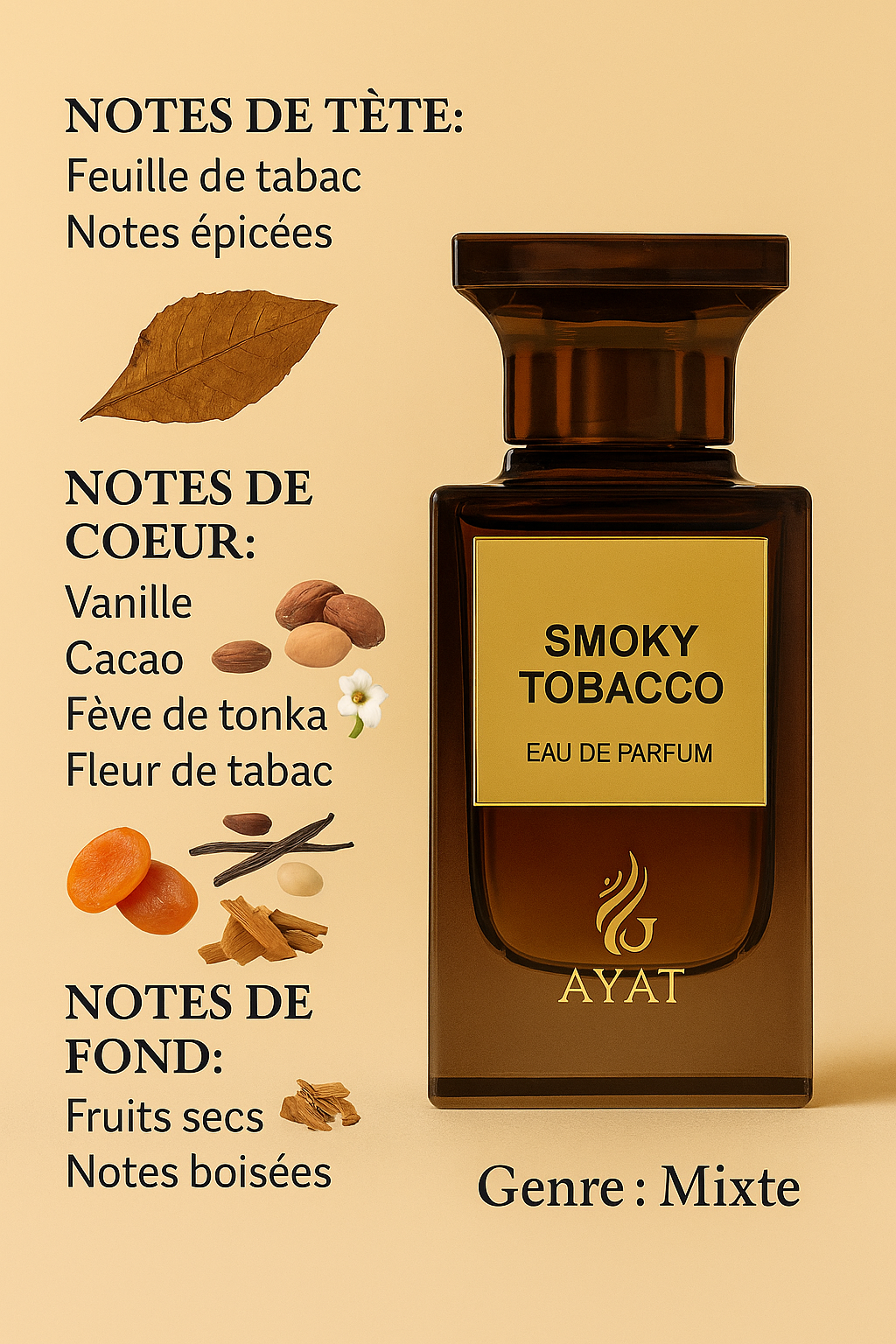Smoky Tobacco AYAT – Eau de Parfum Orientale Boisée 80 ml