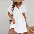 Robe col V en gaze de coton – Taille unique 36 à 40 EfashionParis