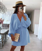 Robe en gaze de coton col V – Taille unique 36 à 40 EfashionParis