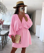 Robe en gaze de coton col V – Taille unique 36 à 40 EfashionParis
