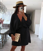 Robe en gaze de coton col V – Taille unique 36 à 40 EfashionParis