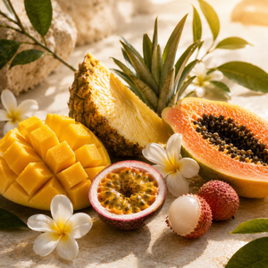 Fruits exotiques et gourmandise lumineuse