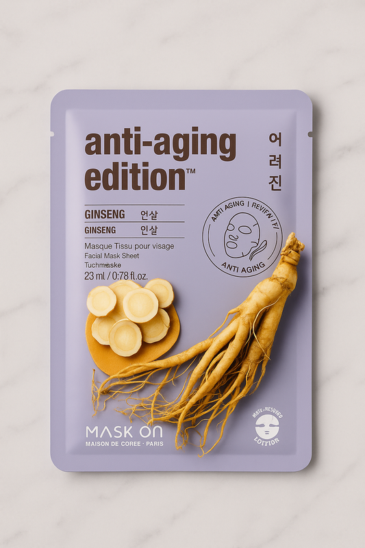 Masque anti-âge Anti-Aging Edition – Masque tissu au ginseng | Mask On Paris