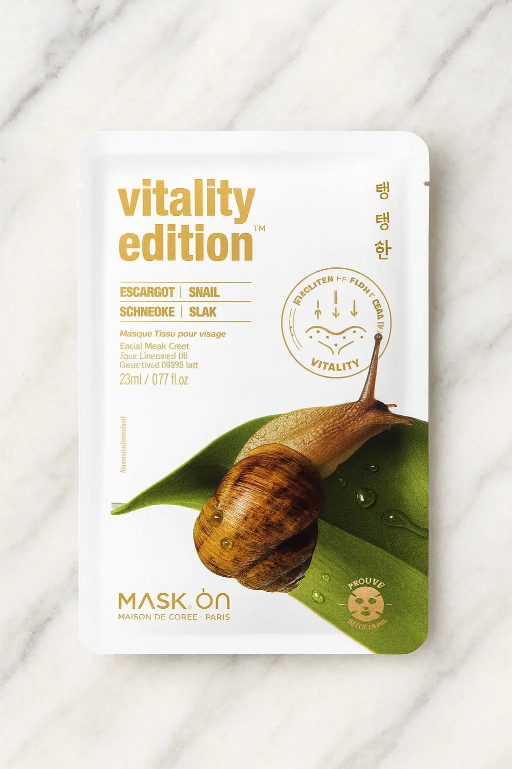 Masque Vitalité Vitality Edition – Masque tissu à l’extrait d’escargot | Mask On Paris Mask On