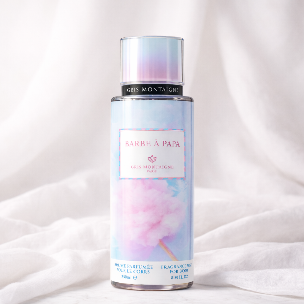 Brume parfumée Barbe à papa Gris Montaigne – Gourmande fruitée & musquée – 250 ml Parfum grossiste